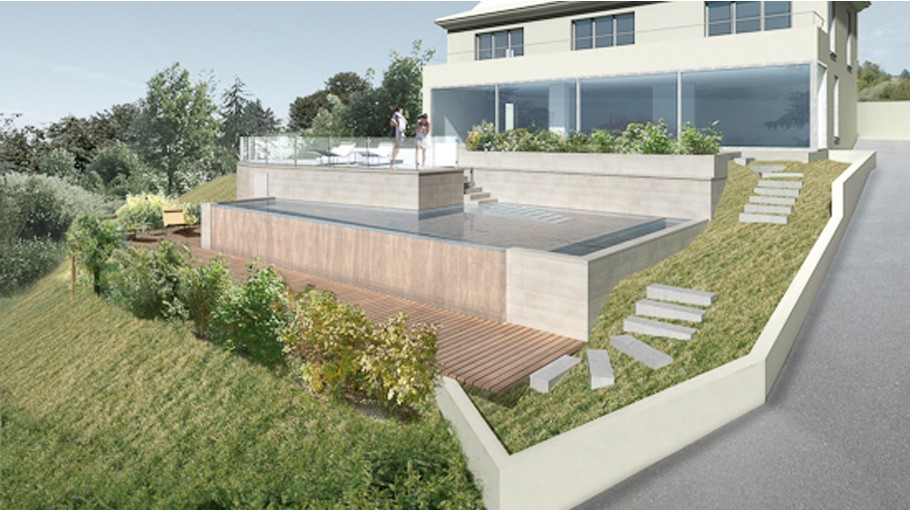 Agrandissement d'une villa individuelle avec piscine à Cologny